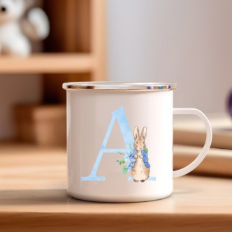 Kop med Bogstav / Kop med Initial - Peter kanin (Blå bogstav) - C