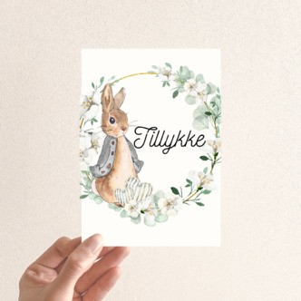 Lykønskningskort / Takkekort (Beige Peter Kanin)