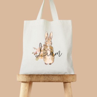 Mulepose med navn (Beige Peter Kanin)