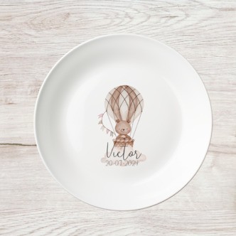 NYHED! Tallerken med navn / personlig tallerken - Bamse Sky - Navn + Dato