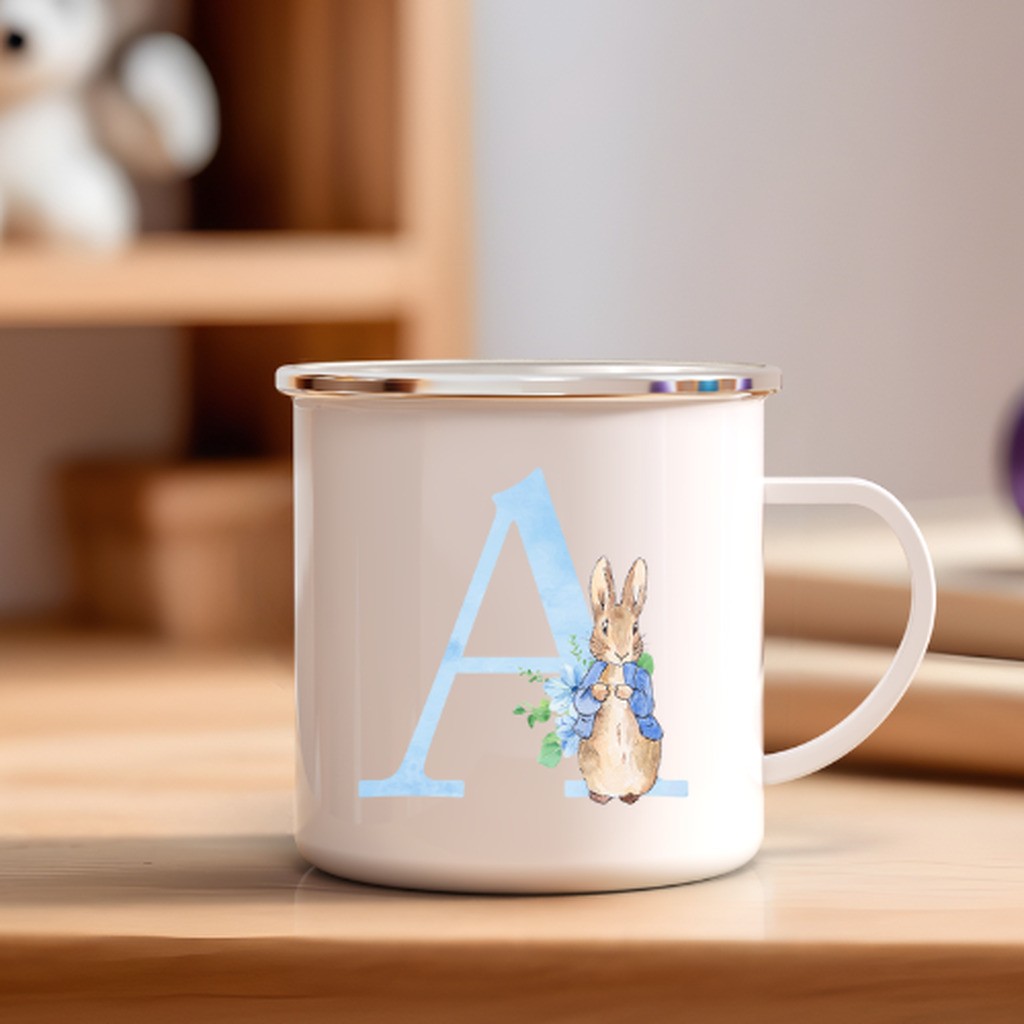 Kop med Bogstav / Kop med Initial - Peter kanin (Blå bogstav) - I