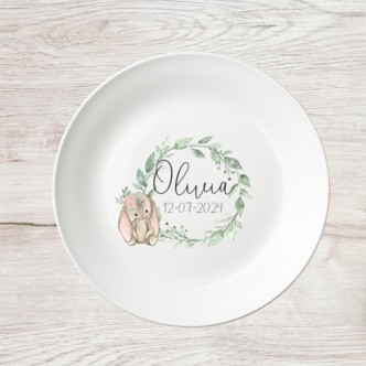 NYHED! Tallerken med navn / personlig tallerken - Kanin - Navn
