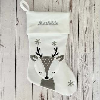 Julesok med navn (Rensdyr ) - 1) Beige