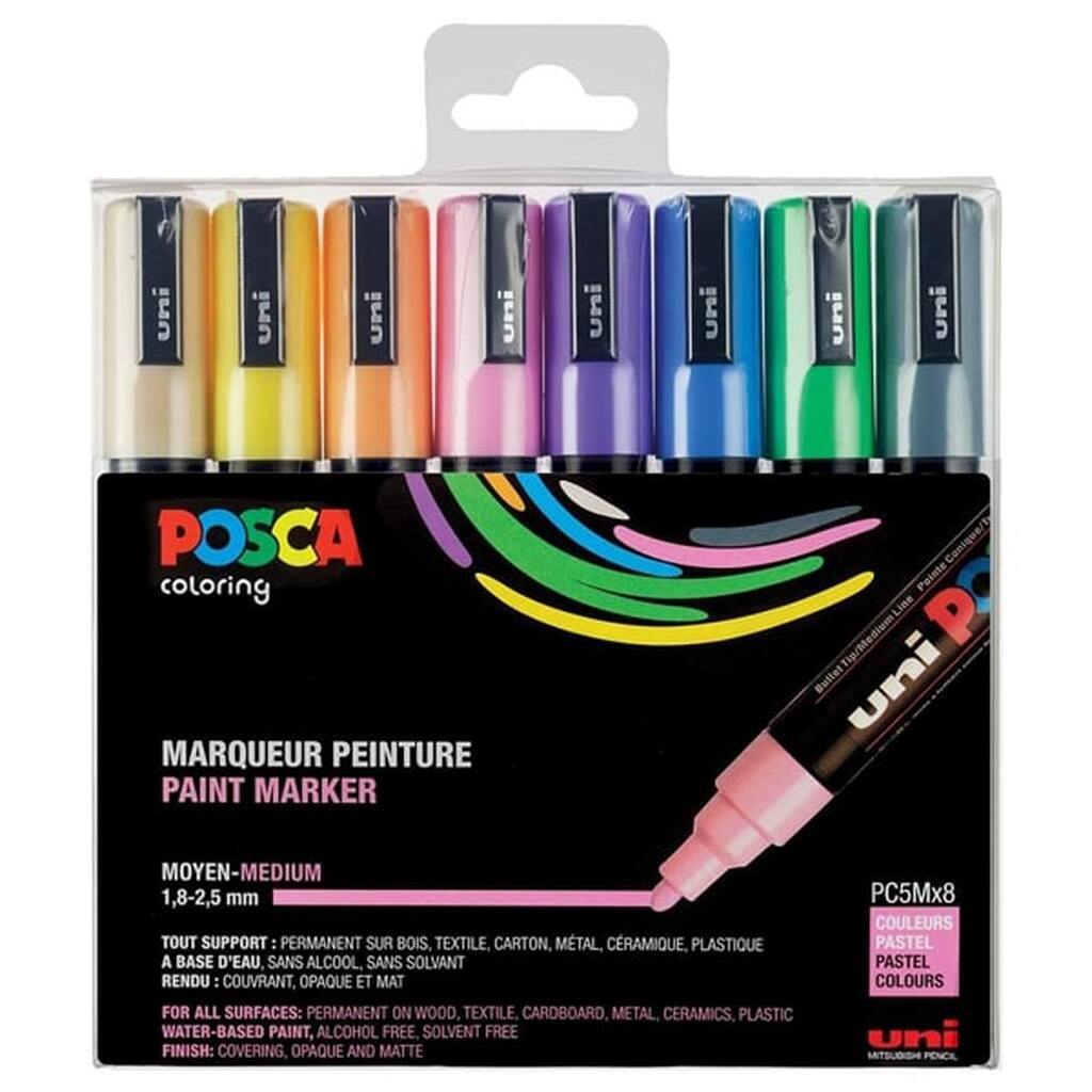 Posca Pc-3m sæt - 8-Pak  Pastel farver