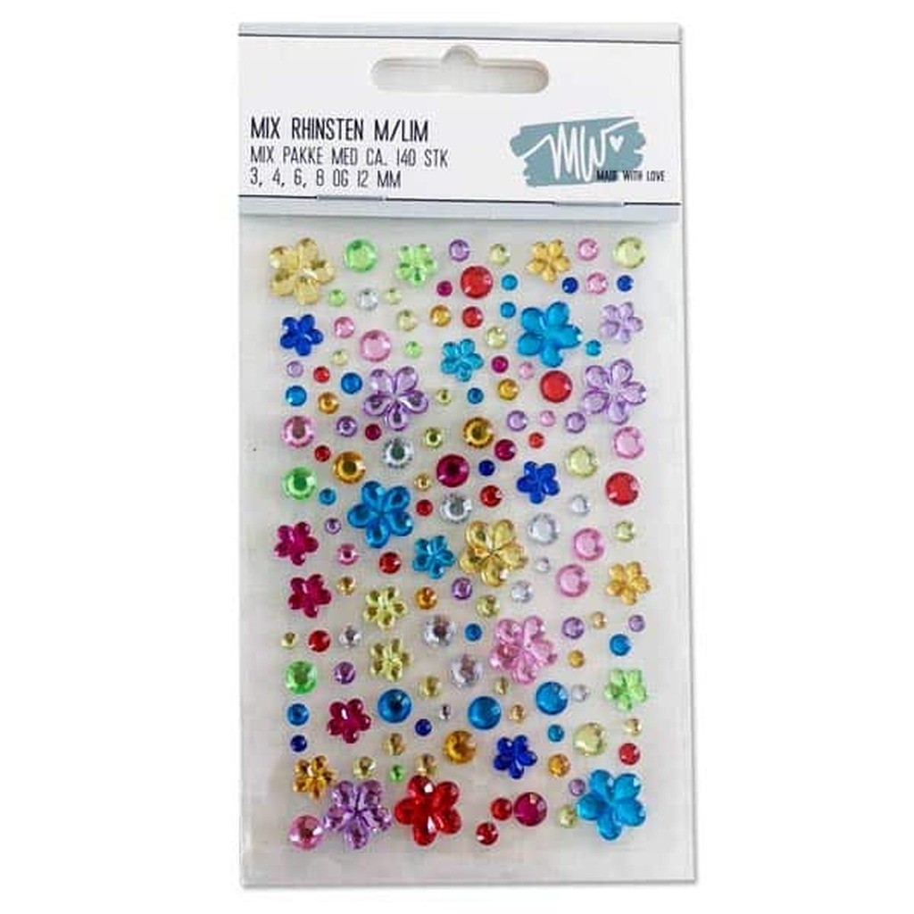 Selvklæbende Rhinsten blomstermix - 1 pk.