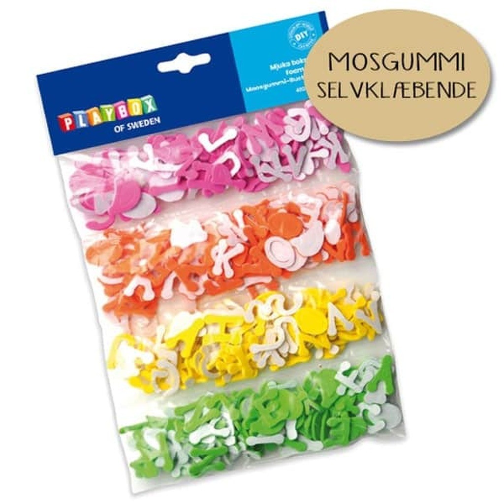 Mosgummi bogstaver - selvklæbende - 400 stk.