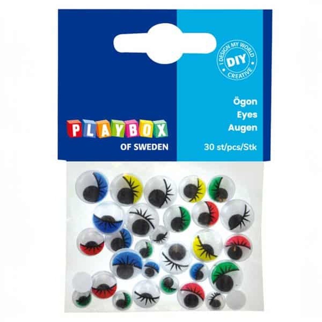 Rulleøjne med vipper 7-12 mm - Mix farver