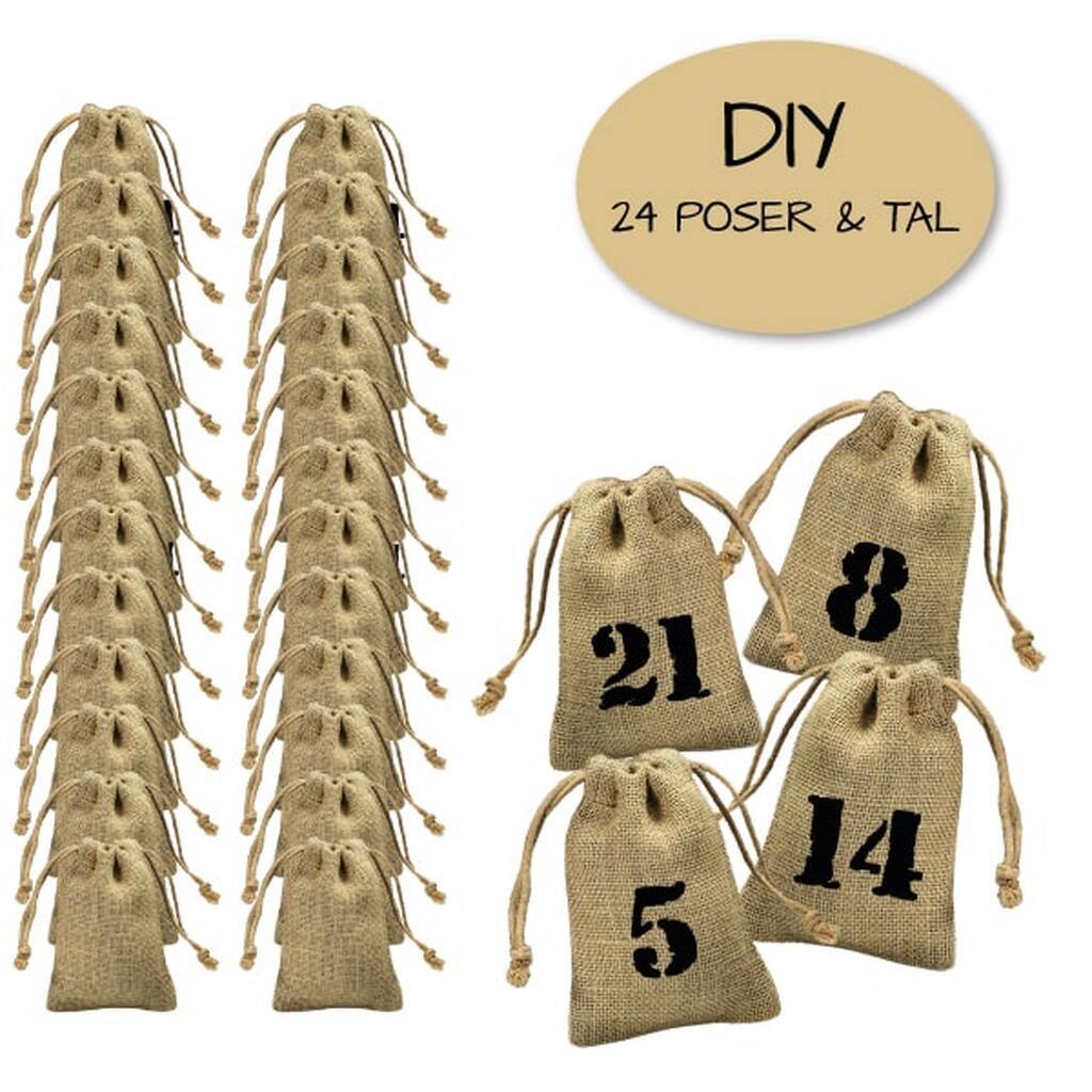 24 DIY julekalender poser med tal  Stempeleffekt