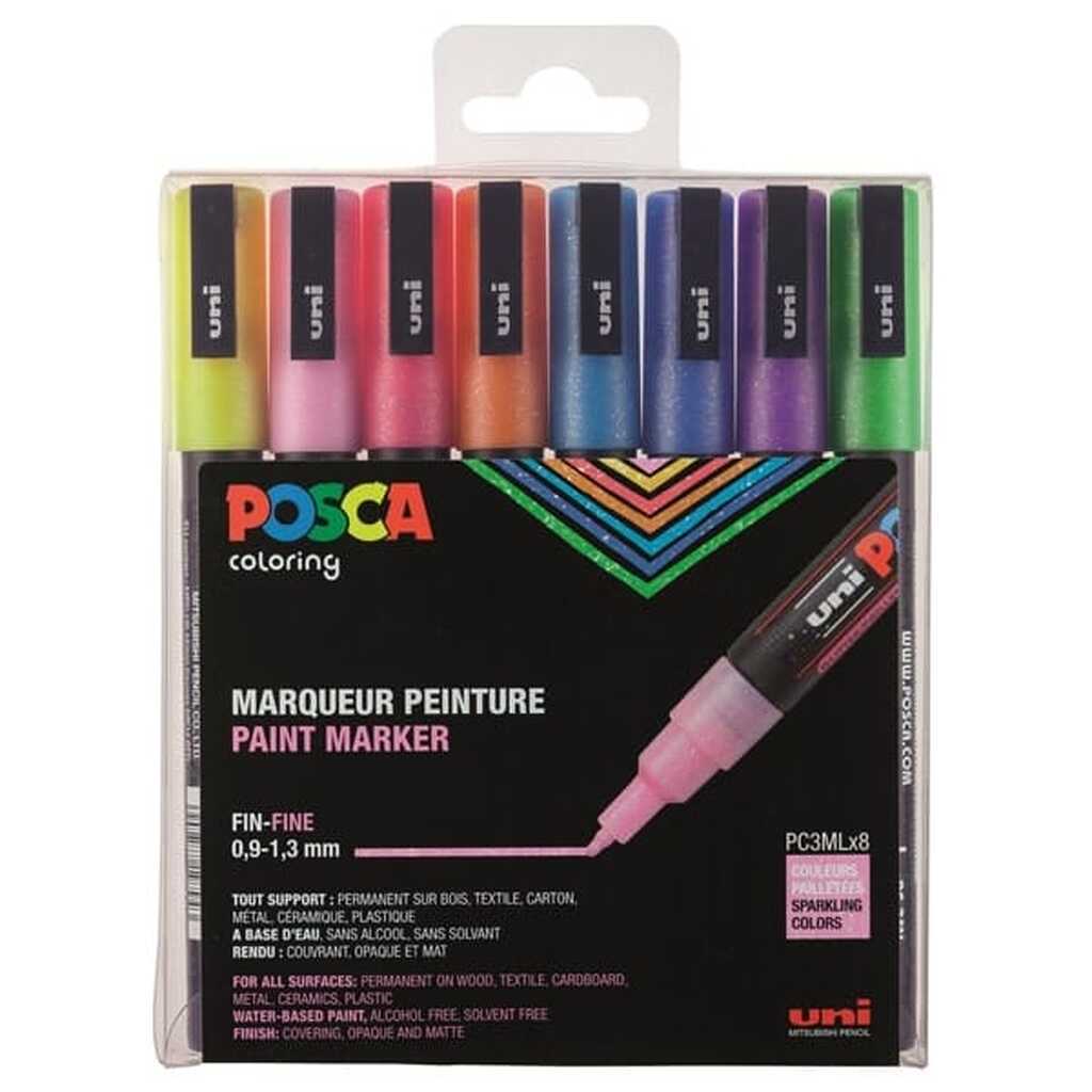 Posca Pc-3m sæt - 8-Pak  Glitter
