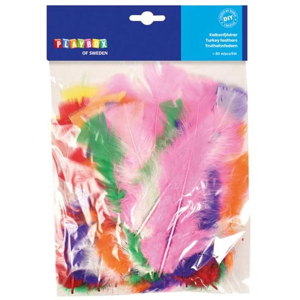 Fjer mix farver - 60 stk.