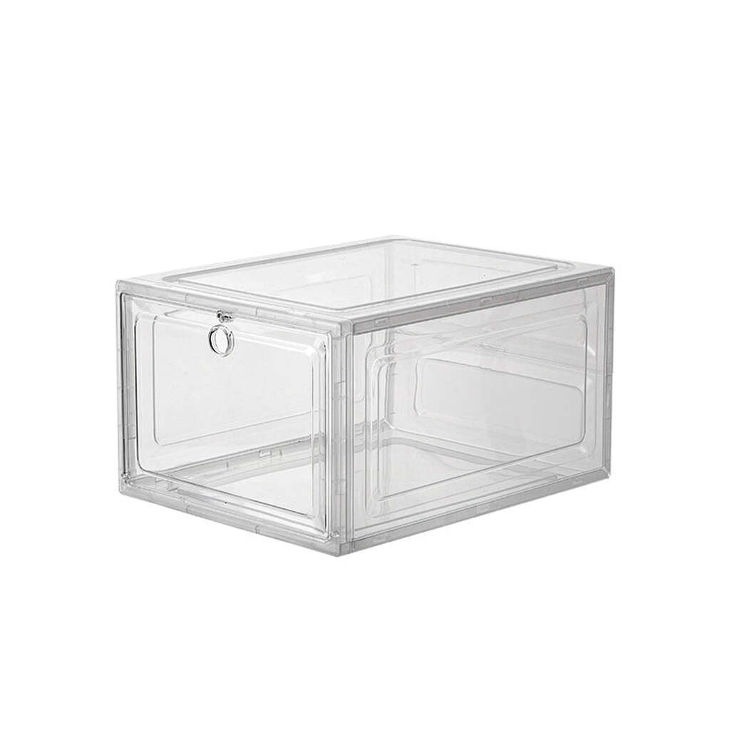 Sneakerbox / skokasse med drop down låg - klar plast, 1