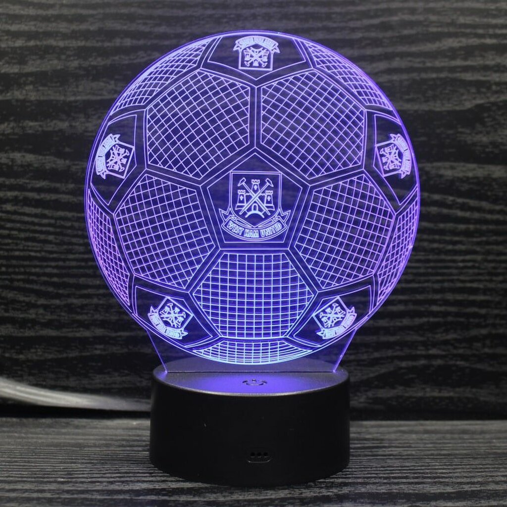 West Ham 3D Fodbold lampe -  Lyser i 7 farver