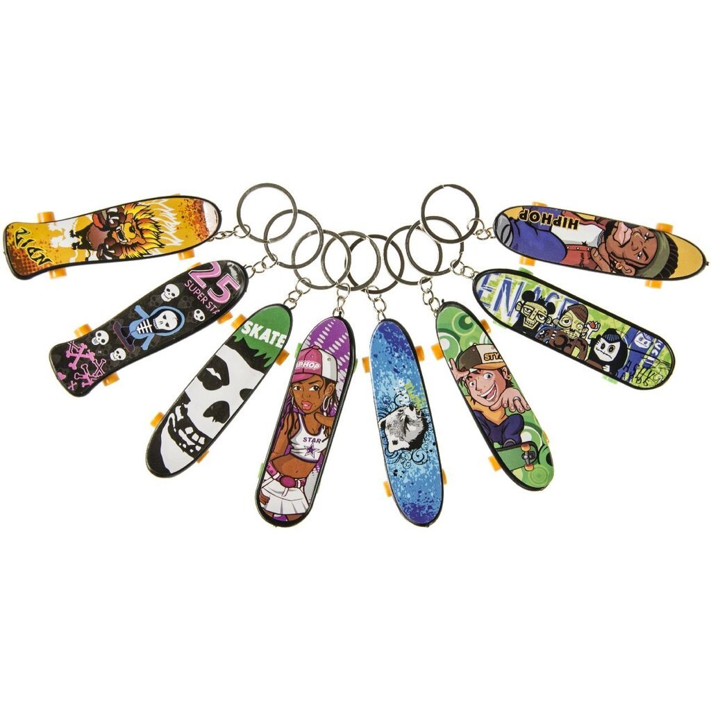 Mini Skateboard Nøglering  10 cm Assorterede Designs - 1 stk.