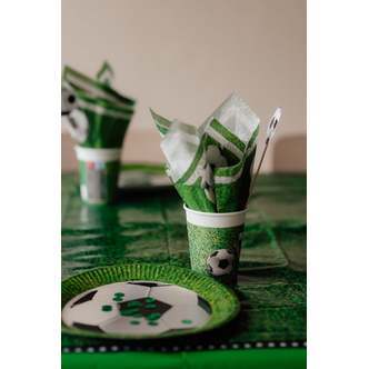 Fodbold papkrus  8 stk.  Grønne engangskrus  200 ml  Fodboldtema