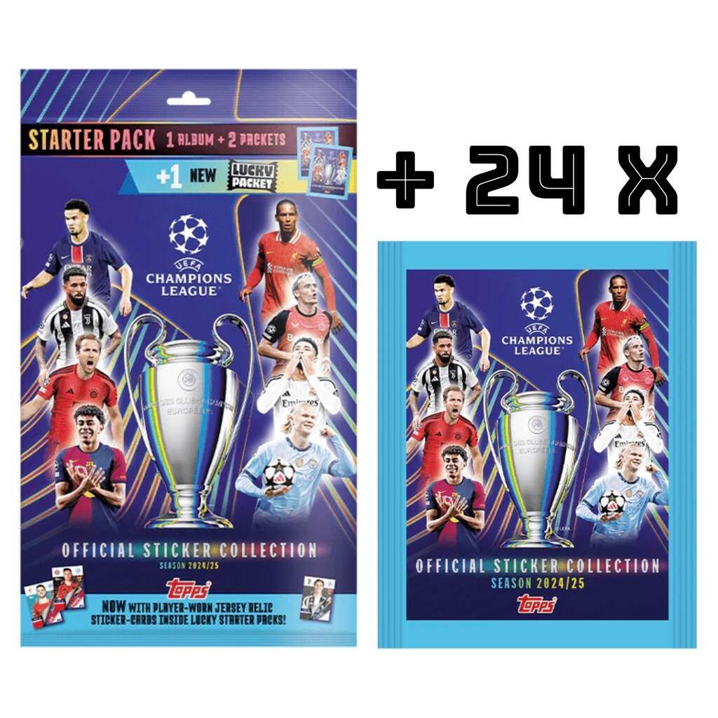 Topps Champions League kalendergave sæt (24x6 klistermærker + 1 samlehæfte)