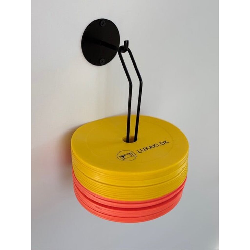 Flade markeringskegler med stander  30 stk. i orange og gul
