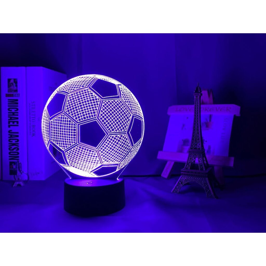 Fodbold lampe 3D (Kabelfri / kan oplades) -  Lyser i 12 farver