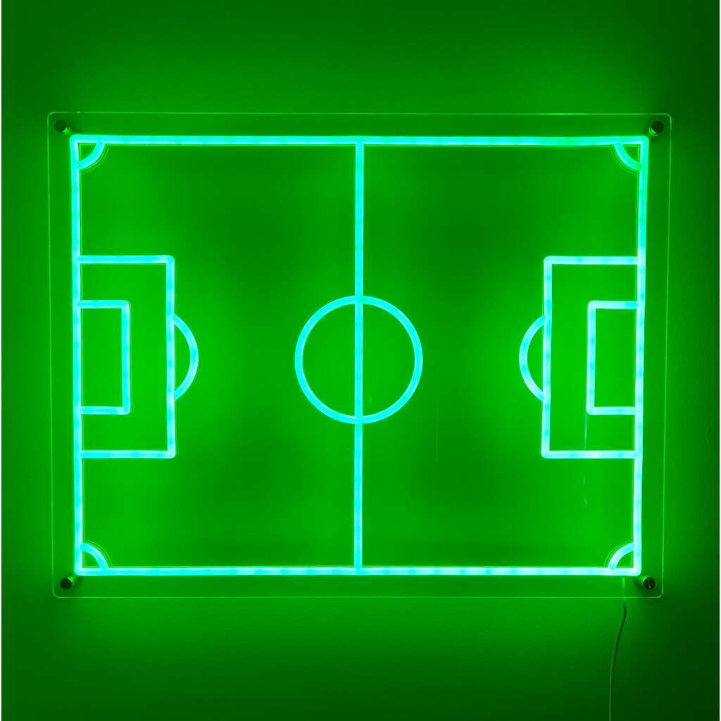 Fodbold Væglampe  Grøn Neon, Dæmpbar LED Belysning (60x47 cm)