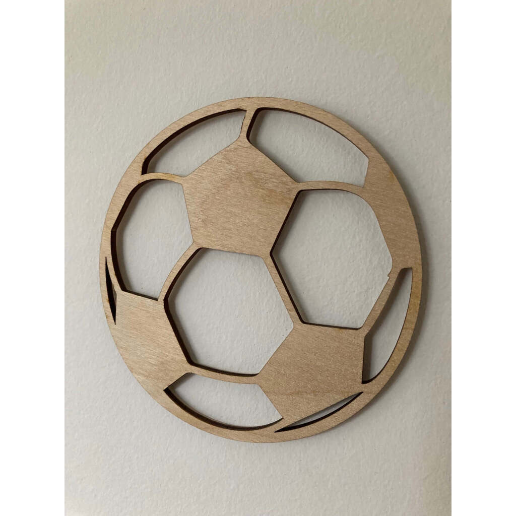 Fodbold i bambus til væg/dør, udskåret, 1