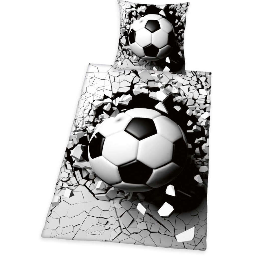Fodbold 3D sengetøj i 100% bomuld  140x200 cm