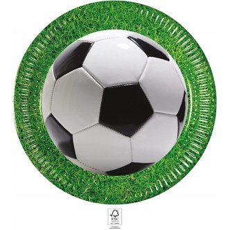 Paptallerkner med fodboldtema - 8 stk.