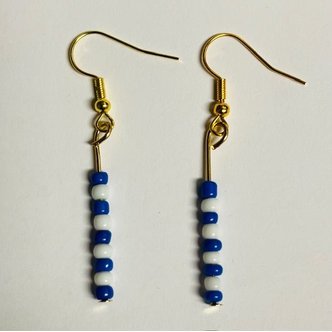 Blå/hvide øreringe - 2 stk., Guld