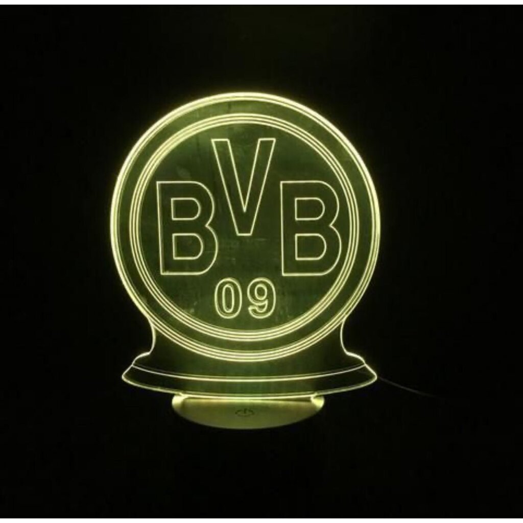 Dortmund 3D Fodbold lampe -  Lyser i 7 farver
