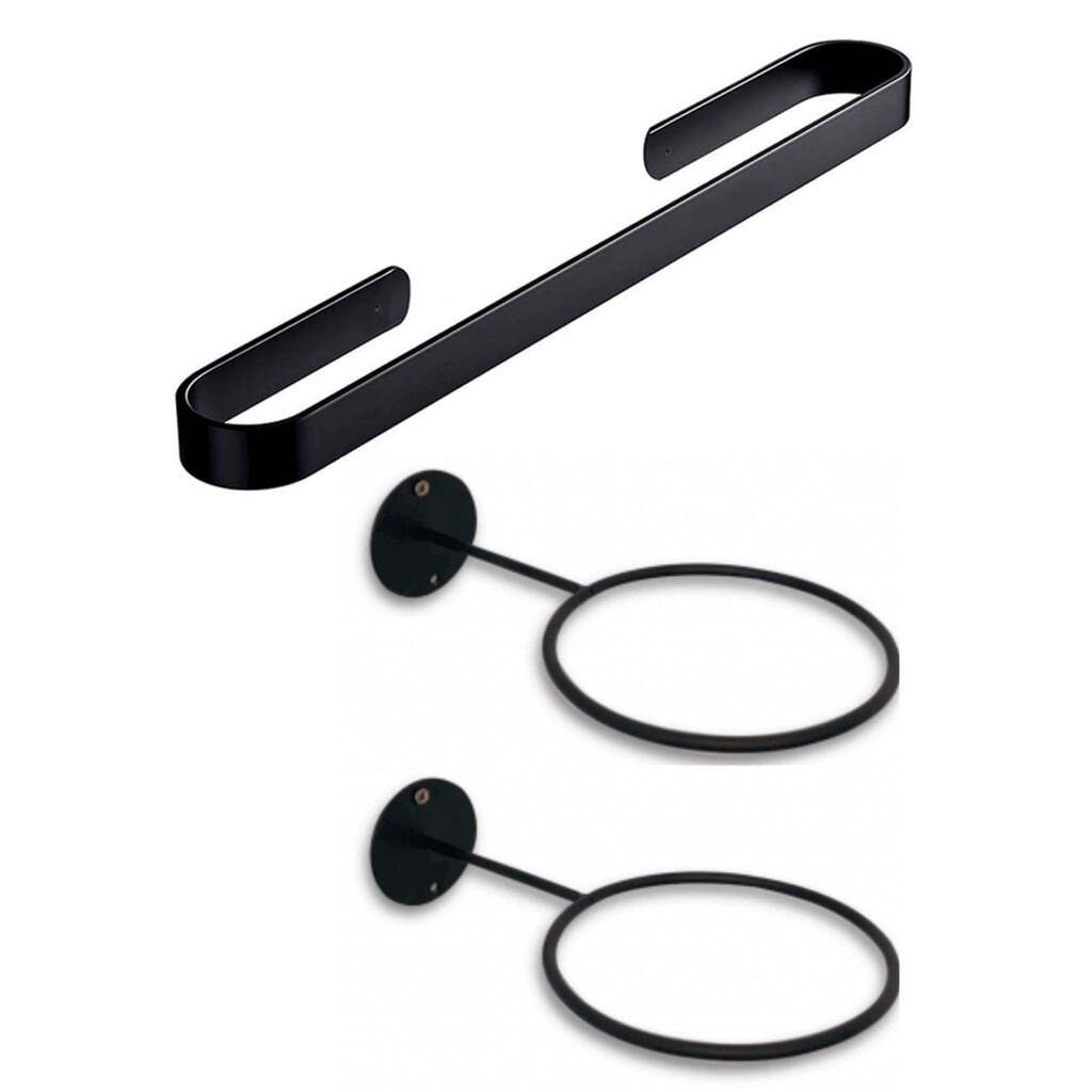 2 Boldholdere + 1 Medaljeholder til væg - sort stål