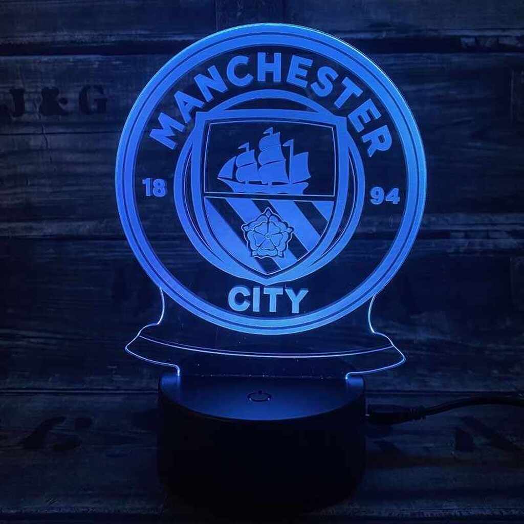 Manchester City 3D Fodbold lampe -  Lyser i 7 farver